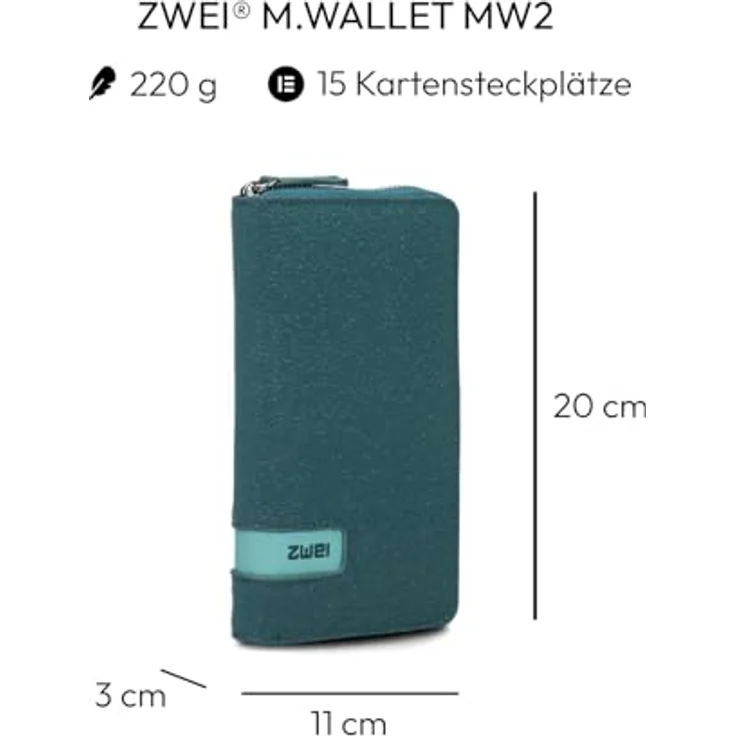 Zwei Mademoiselle Geldbörse 20 cm, Kinderportemonnaie in petrol, 100% Polyurethan – Bild 2