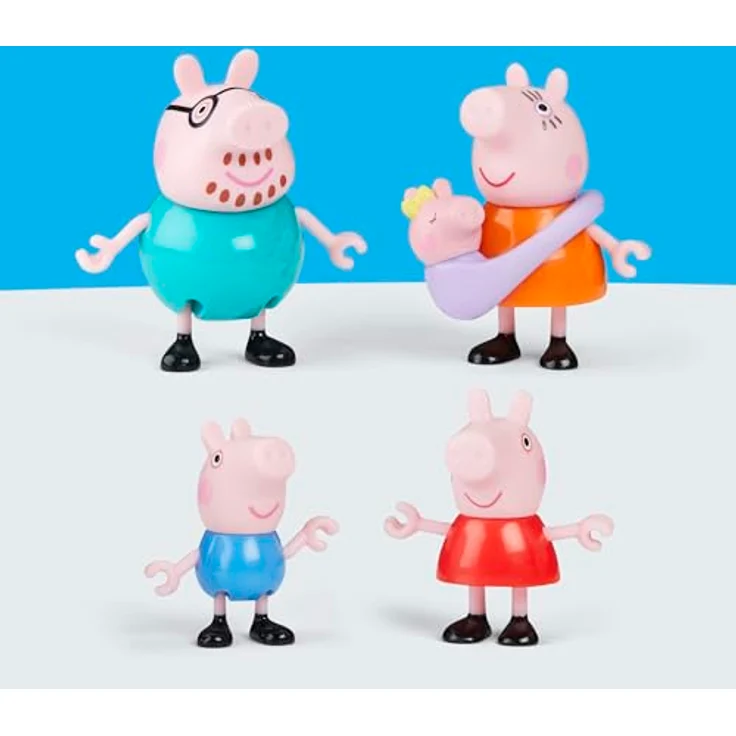 Peppa Wutz Spielfiguren Set, Familie Wutz mit Peppa und Baby Evie, bewegliche Figuren, pink und blau, für Kinder ab 3 Jahren – Bild 7