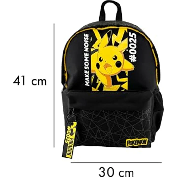POKÉMON Schulrucksack mit 2 Fächern, seitlichen Netzfächern und gepolsterten Schultergurten, Schwarz/Rot – Bild 6