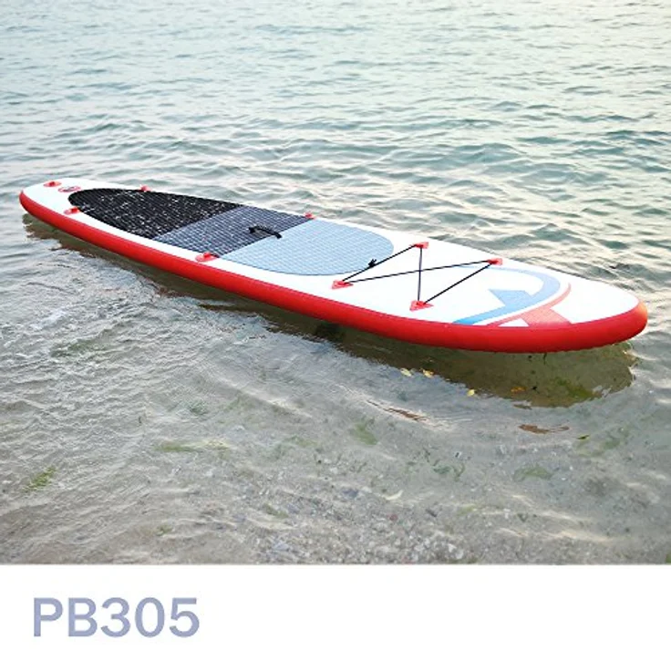 Nemaxx Unisex SUP Board, rot/blau - 305x76x10 cm, rutschfestes EVA-Deck, inkl. Teleskop-Paddel und Hochdruckpumpe – Bild 2
