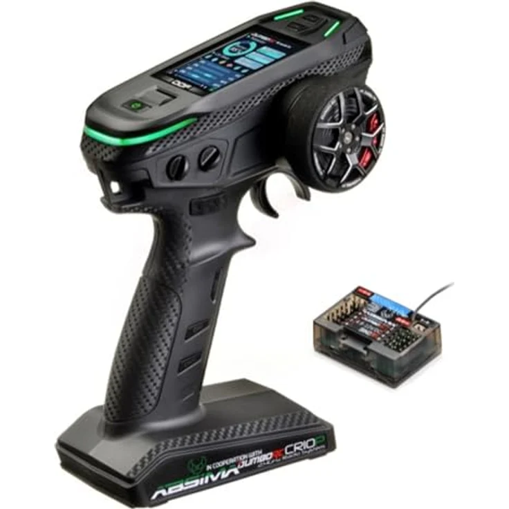 Absima CR10P Pistolengriff-Fernsteuerung 2,4 GHz, 10 Kanäle, Aluminium Lenkrad mit Moosgummi-Überzug, 4,0 x 5,3 cm Farbdisplay – Bild 1