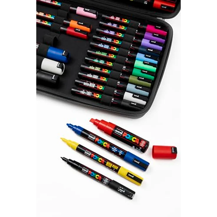 POSCA Uni-Ball 186840, Marker Set mit 40 Acrylstiften in verschiedenen Strichbreiten, wasserfest und hochpigmentiert – Bild 7