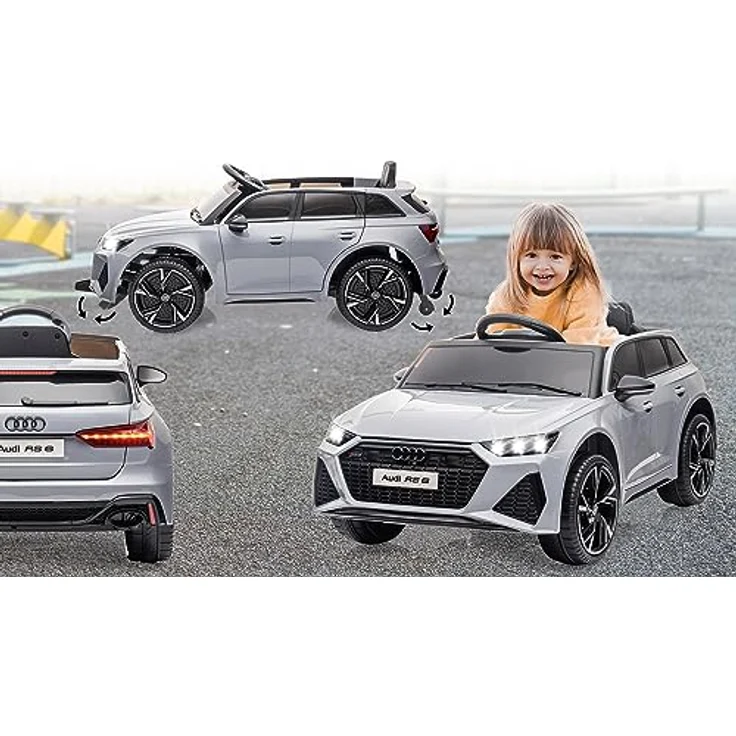 Jamara Elektro-Kinderauto Ride-on Audi RS 6, 12V, 2,4 GHz, offiziell lizenziert, beleuchtetes Armaturenbrett, Bluetooth, USB-Anschluss, Akkustandanzeige, Motorsound, LED-Licht, belastbar bis 30 kg – Bild 3