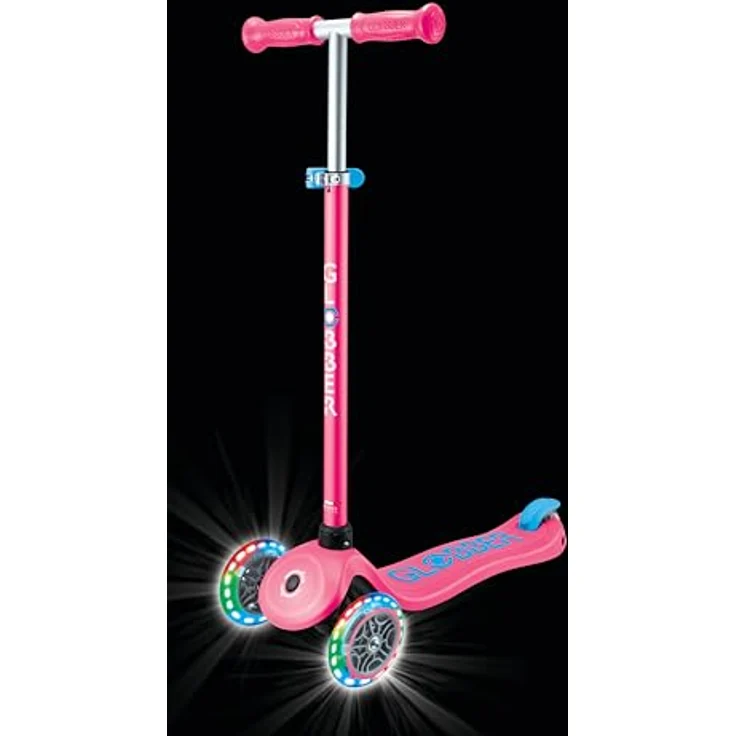 GLOBBER PRIMO PLUS LIGHTS – Tretroller für Kinder, 3-rädrig, höhenverstellbar, LED-Leuchtrollen, pink, ABEC 9 Kugellager – Bild 8