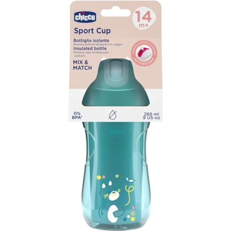 Chicco Sport Trinklernbecher 266 ml, Antitropf, Silikonhalm, BPA-frei, Hellblau, ab 14 Monaten – Bild 4