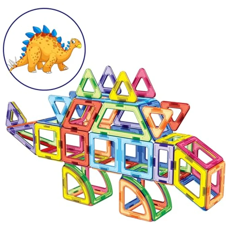 MK MAGNIKON Magnetische Bausteine Der Dinosaurier - Magnetbau-Set 65-teilig, Montessori Spielzeug ab 3 Jahre, fördernd für Kreativität und Motorik – Bild 5