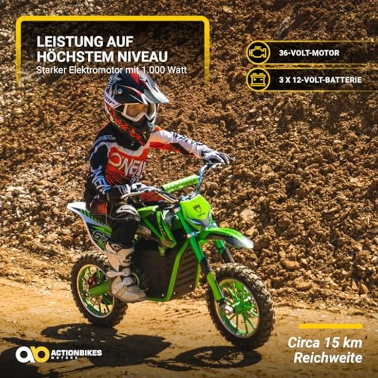 Kinder Mini Enduro Crossbike Viper Elektro 1000 Watt Motorcrossbike Pocketbike (Schwarz) – Bild 6