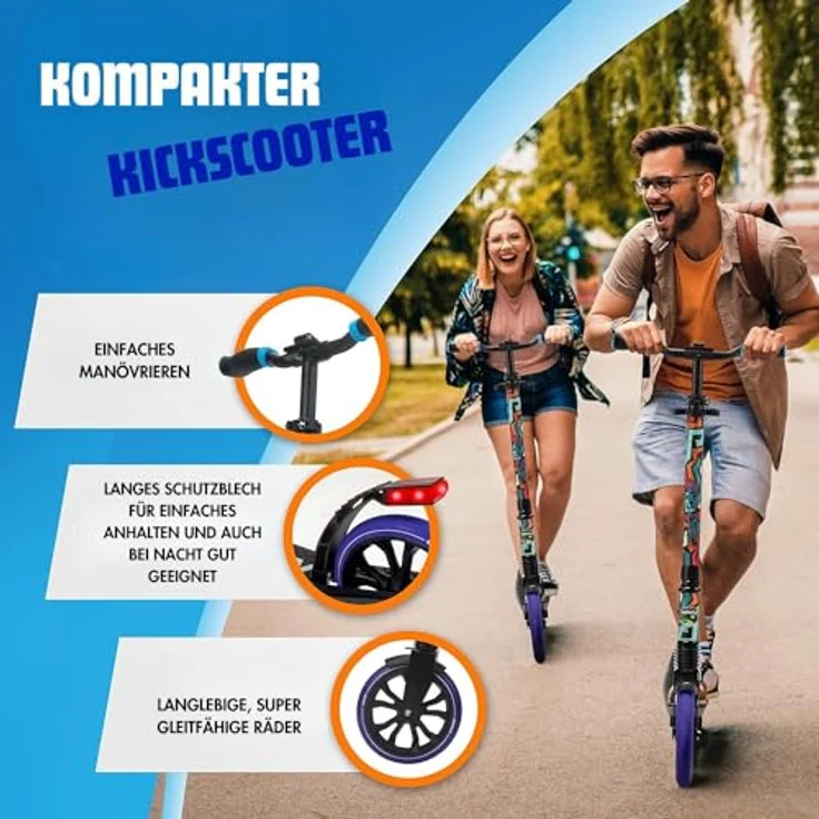 SereneLife Klappbarer Cityroller, höhenverstellbar, Big Wheel Scooter für Kinder & Erwachsene bis 100 kg, ideal für drinnen und draußen – Bild 6