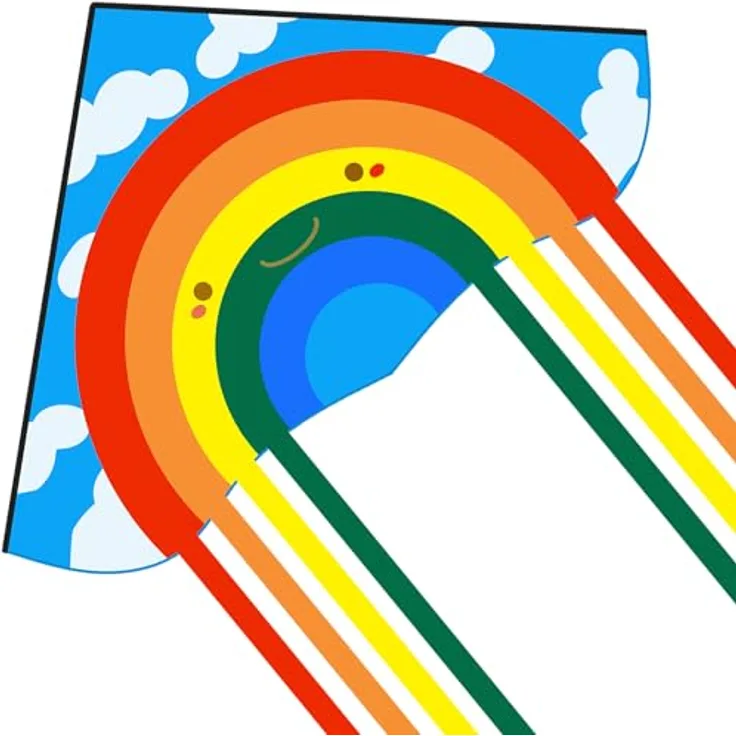 HONBO Rainbow Delta Kite, Winddrachen für Erwachsene und Anfänger, leichter Flieger mit robustem Design, inklusive Leinen und Wirbel, ideal für Outdoor-Spiele und Strand, lebendige Farben