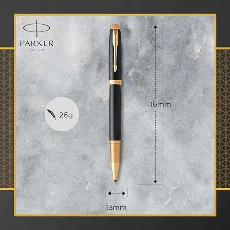 Parker Pen IM Premium, Schreibstift mit Edelstahlfeder, Schwarz/Gold – Bild 3