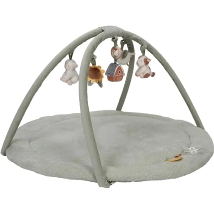 Little Dutch 8817 Activity Krabbeldecke mit Spielbogen - Little Farm, Förderung der Hand-Augen-Koordination, sensorische Fähigkeiten, Polyester, 90x87x4 cm, ab Geburt geeignet
