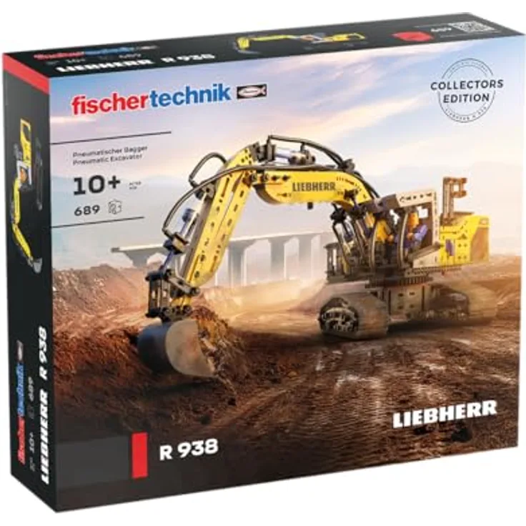 Fischertechnik Liebherr R938, Hydraulikbagger-Experimentierkasten mit 689 Teilen und Pneumatikkompressor