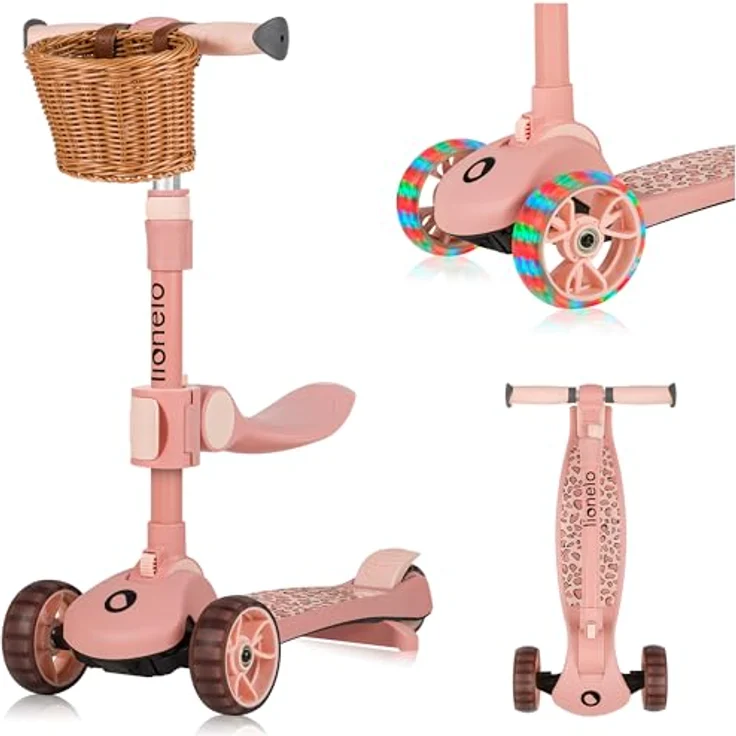Lionelo Franky 2-in-1 Kinder-Balance-Roller, höhenverstellbar, LED-Räder, rutschfestes Trittbrett, Korb – Bild 1