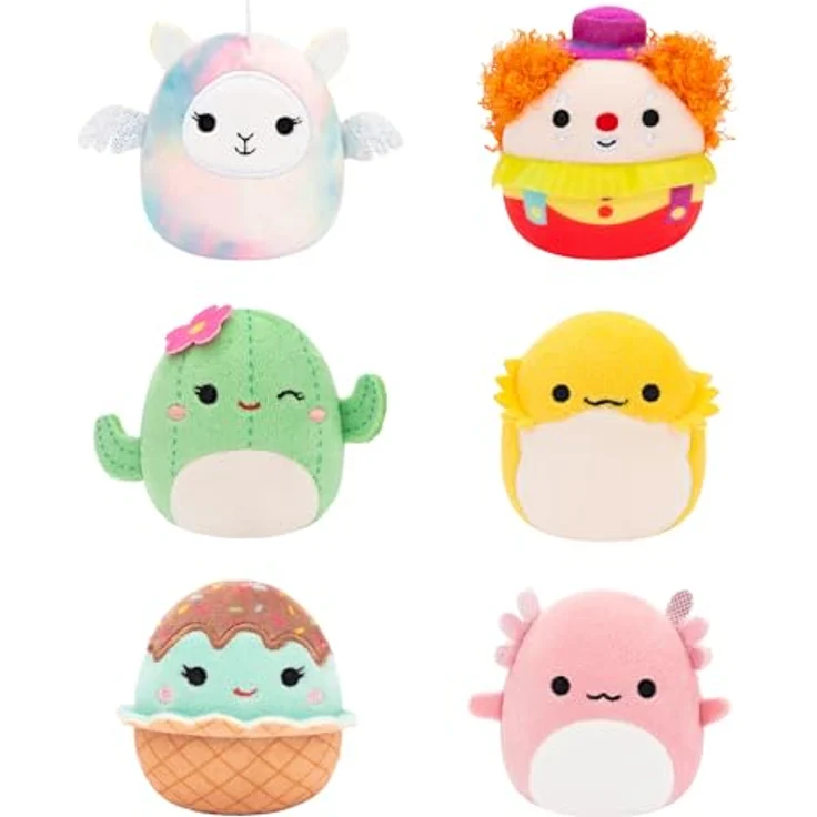 Squishmallows Micromallows SQMM0009-6er Pack, superweiche Mini-Squishmallows, 6,5 cm Plüschfiguren, Archie, Bimbi, Lucy-May, Maritza, Maya & Rodry – Bild 1