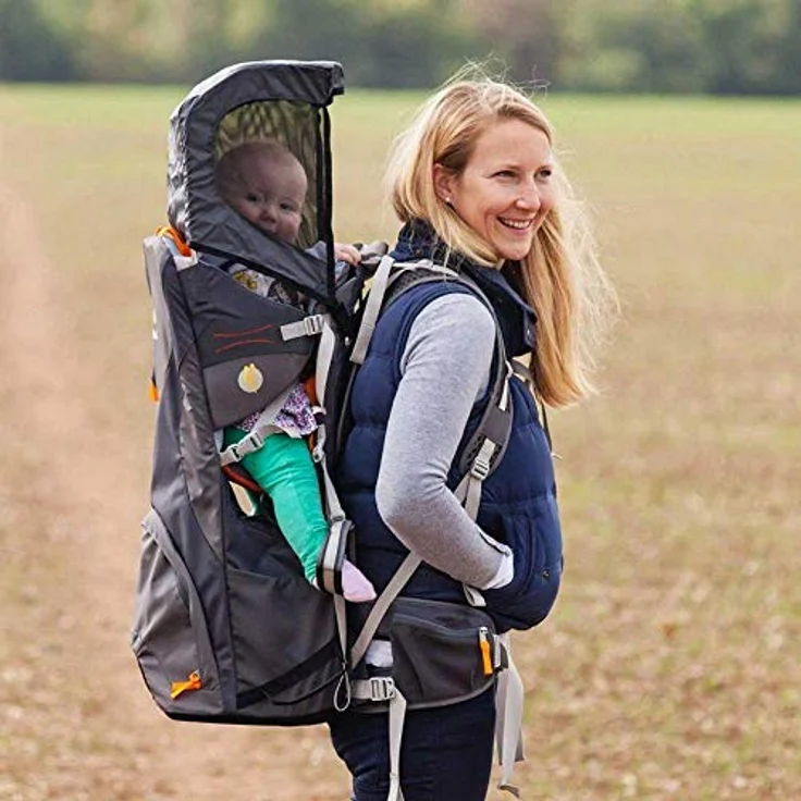 Little Life Cross S4, Babytrage in modernem Grau mit Airflow-Schultergurten, Sonnenschutz und anatomisch geformtem Kindersitz – Bild 5