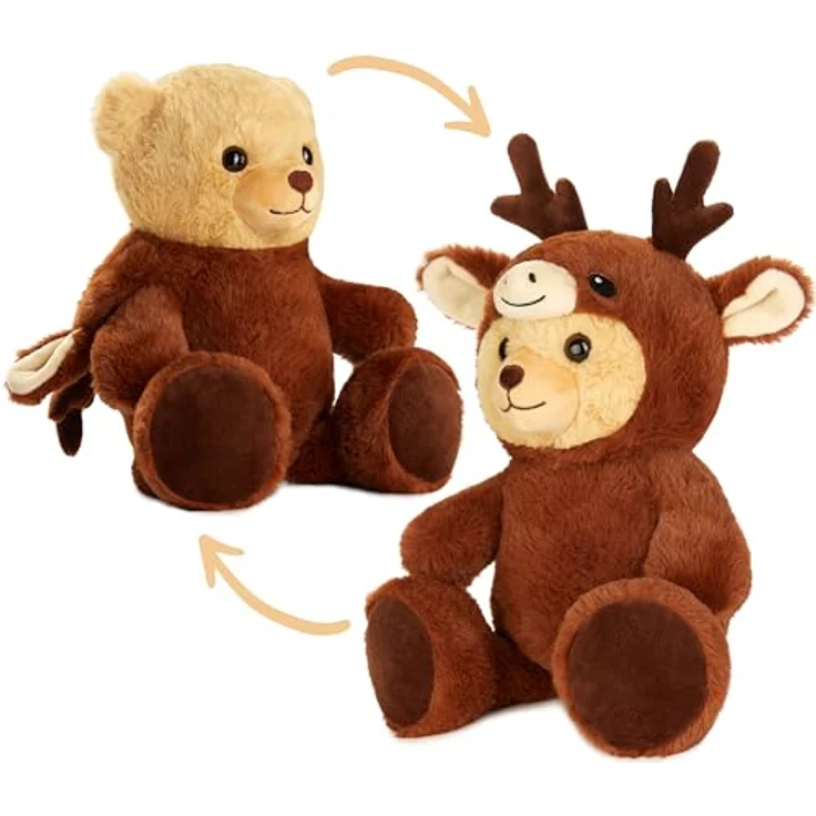 BRUBIES Teddy Hirsch, 25 cm Teddybär im Hirschkostüm mit abnehmbarer Kapuze, weiches Plüschtier für Kinder, ideales Geschenk zum Kuscheln und Sammeln – Bild 1