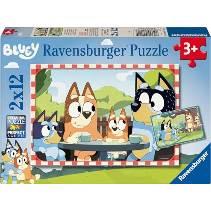 Ravensburger Kinderpuzzle - 12004111 Bluey - 2x12 Teile, ideal für Kinder ab 3 Jahren, inkl. Mini-Poster, extradickes Material – Bild 1