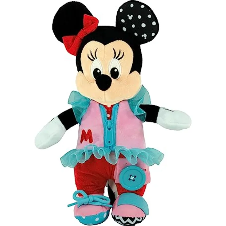 Clementoni Disney Baby Minnie Dress me up – Plüschtier mit Reißverschlüssen, Knöpfen und Raschelelementen - Geschenk für Kinder ab 18 Monate, 17860