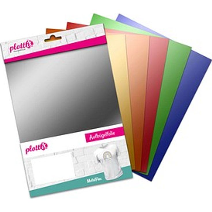 plottiX MetalFlex Aufbügelfolie, farbsortiert Effekt-Folie, 20,0 x 30,0 cm, 6 St. in Silber, Gold, Kupfer, Rot, Grün, Blau