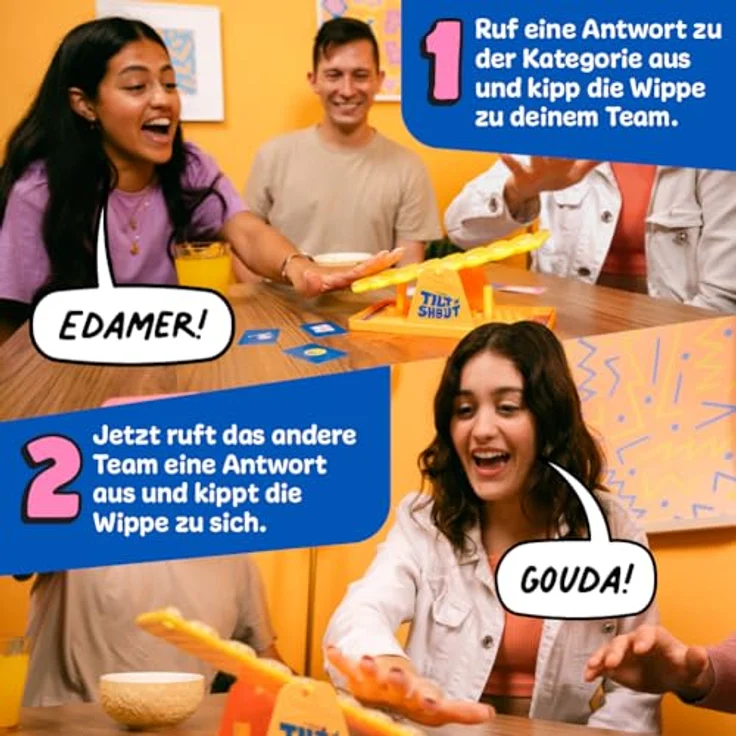 Big Potato Tilt n Shout, schnelles Wippen Familienspiel mit 150 Kategorien und interaktiver Murmel-Wippe, perfekt für Spieleabende – Bild 3