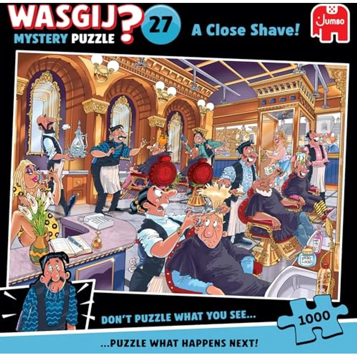 JUMBO Wasgij Mystery 27 – Eine Rasur sehr nah – A Close Shave! – Lustiges Puzzle für Erwachsene mit 1000 Teilen aus 100% recyceltem Karton – Bild 2