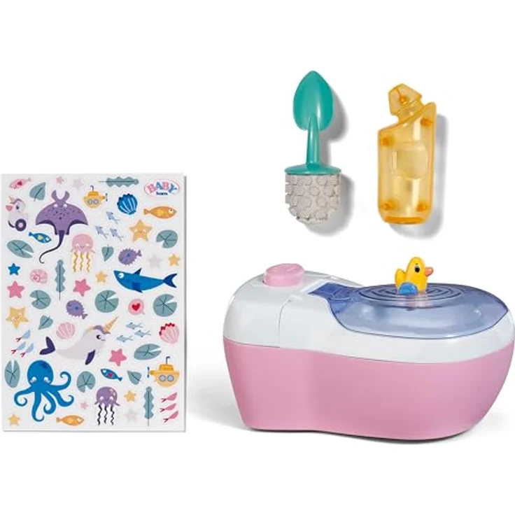 BABY Born Toilette für Puppen 36 und 43 cm, mit Geräuschfunktion, Zubehör und Unterwasserwelt-Stickern – Bild 2