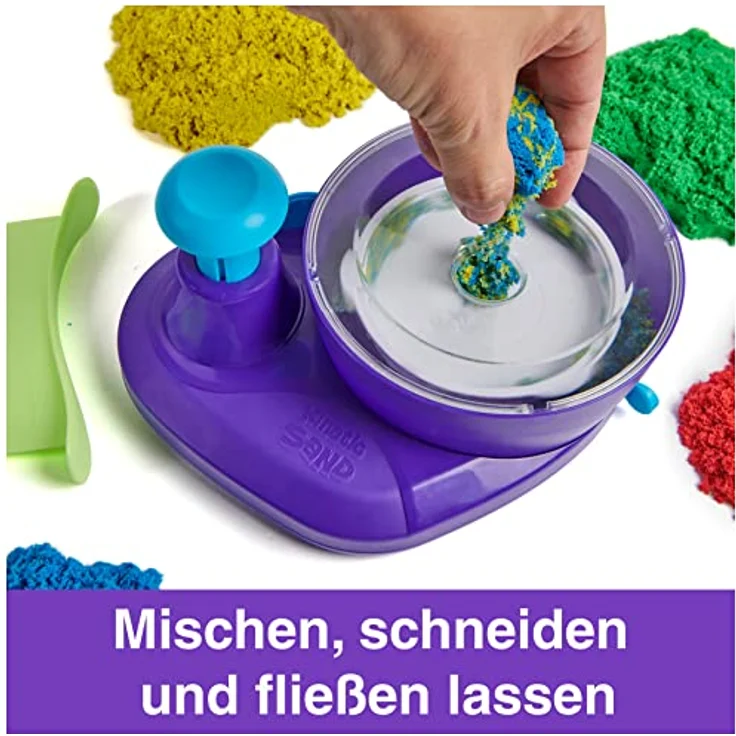 Kinetic Sand Swirl 'n Surprise Set - mit 907 g original kinetischem Sand aus Schweden in vier Farben und Drehscheibe, Set für kreatives Indoor-Sandspiel, für Kinder ab 3 Jahren – Bild 5