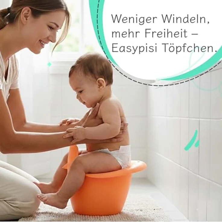 Easypisi Baby-Töpfchen zum Abhalten (Pfirsich), Windelfrei mit Spritzschutz, mobiles Kindertöpfchen für Jungen/Mädchen, Made in Germany – Bild 8