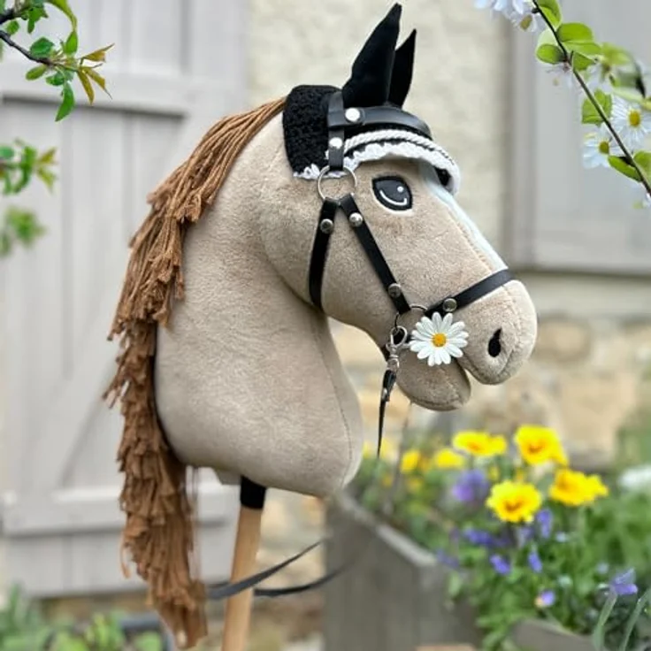 Hobby Horse Land Perlino A3 – Steckenpferd mit Trense, Set Schwarz, langlebige Materialien, geprüft nach EU-Sicherheitsnormen – Bild 3