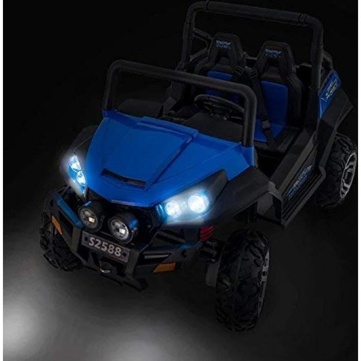 Beneo Kinder-Elektroauto RSX, blau - 2x12V, 4 X MOTOR, 2,4 GHz Fernbedienung, Zwei Kunstledersitze, Weiche EVA Räder, FM Radio, Bluetooth – Bild 2