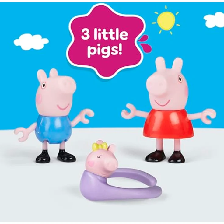 Peppa Wutz Spielfiguren Set, Familie Wutz mit Peppa und Baby Evie, bewegliche Figuren, pink und blau, für Kinder ab 3 Jahren – Bild 5
