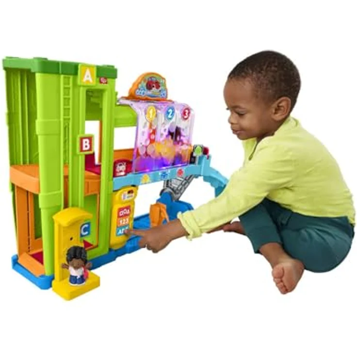 Fisher-Price Little People Garage Spielset mit Autorampe, pädagogisch beleuchtet, mehrsprachig, inkl. Smart Stages-Inhalt, HRC60 – Bild 3