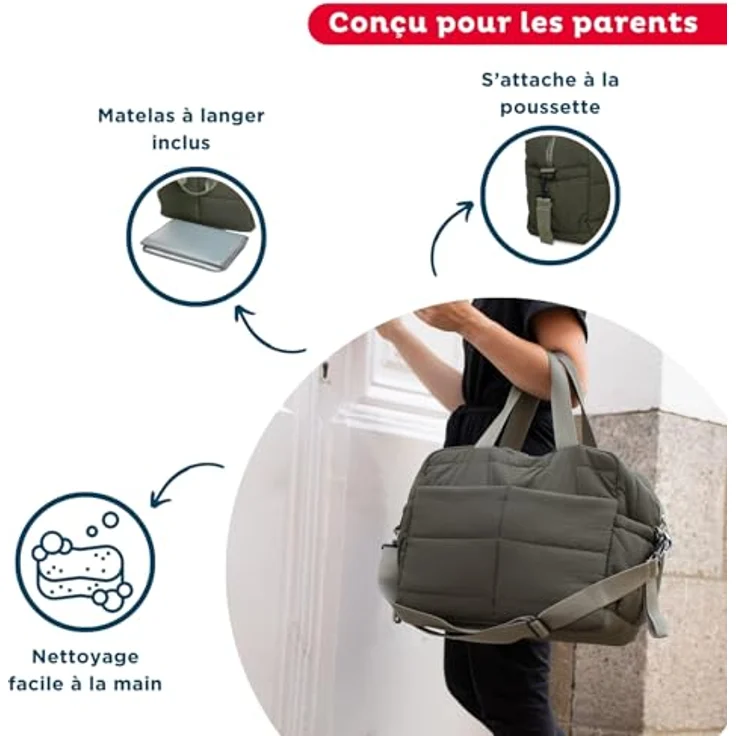 Thermobaby Wickeltasche Plumea, gesteppt mit Wickelunterlage, großes Fassungsvermögen, isolierte Taschen, grau – Bild 5