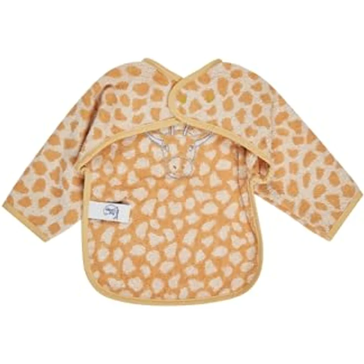 Sterntaler Ärmellätzchen Giraffe Kaya – Saugfähige Baumwolle, niedliches Giraffen-Jacquard, praktischer Druckknopfverschluss, sandfarben – Bild 2
