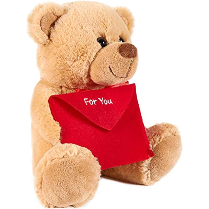 Teddybär mit Umschlag Rot - For You - 25 cm - Teddybär Plüschteddy Kuscheltier Schmusetier - Braun – Bild 2