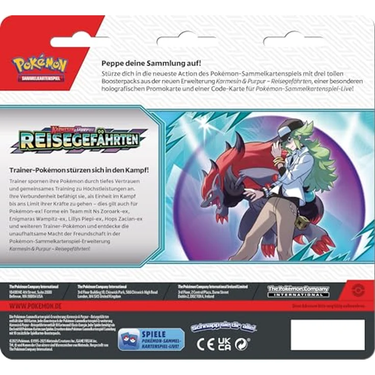 Pokémon Pokémon-Sammelkartenspiel: 3er-Pack-Blister Karmesin & Purpur – Karmesin & Purpur – Reisegefährten: Irokex (3 Boosterpacks & 1 holografische Promokarte) - mit holografischer Promokarte und Boosterpacks – Bild 3