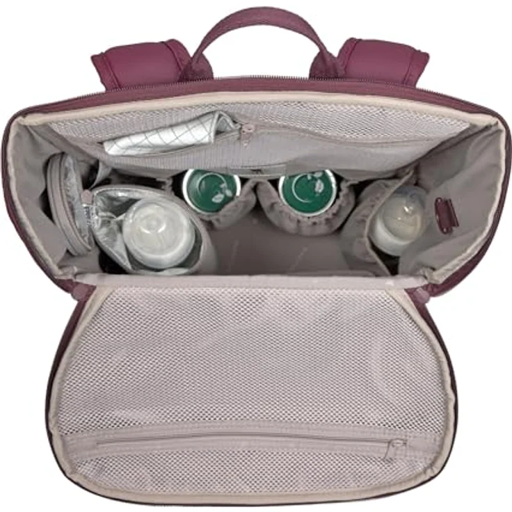 LÄSSIG Slender Up Backpack, Baby Wickelrucksack mit Wickelunterlage, Flaschenhalter und Kinderwagenbefestigung, deep red – Bild 2