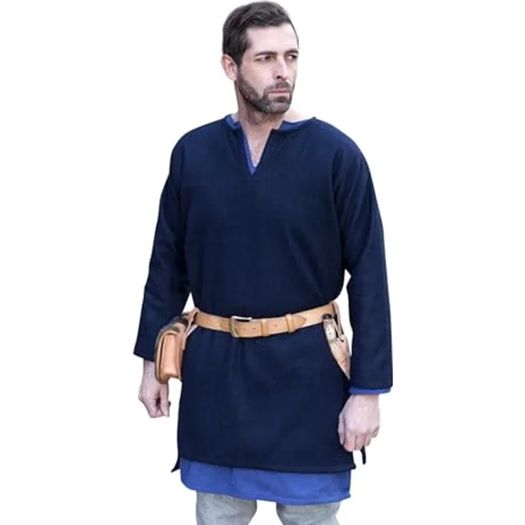 Burgschneider Wolltunika Lodin - Blau (XXXL, Unisex, Wolle) Historisch - Early Medieval, Viking