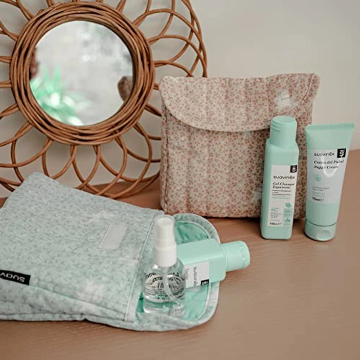 Suavinex Kulturbeutel für Babys, Geschenkset für Neugeborene mit Shampoo 100 ml, Feuchtigkeitslotion 100 ml, Windelcreme 75 ml, Baby Cologne 50 ml, Reiseformat, Koralle – Bild 5