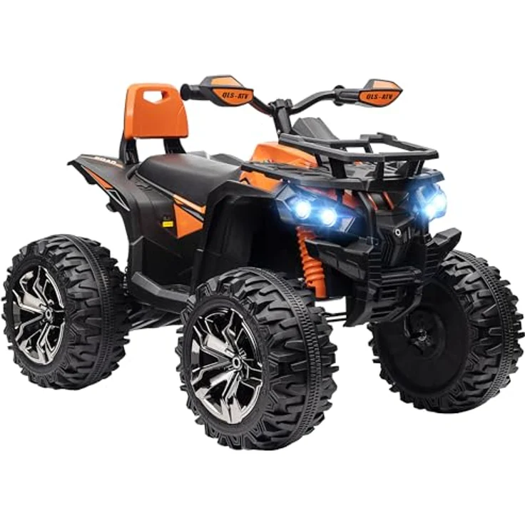 HOMCOM Elektro Quad für Kinder, 12V 10Ah Kinder Quad mit Vorwärts-, Rückwärtsfunktion, 2 Motor, USB-Anschluss, MP3-Musikplayer, Kinderfahrzeug mit Scheinwerfer 3-8 km/h, für 3-5 Jahre, Orange – Bild 1