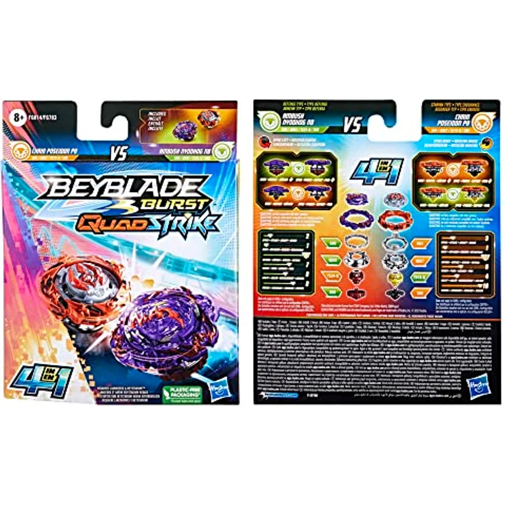 Beyblade Burst QuadStrike Dual Pack, 2 Stück Wettkampfkreisel Ambush Nyddhog N8 und Poseidon P8 – Bild 5