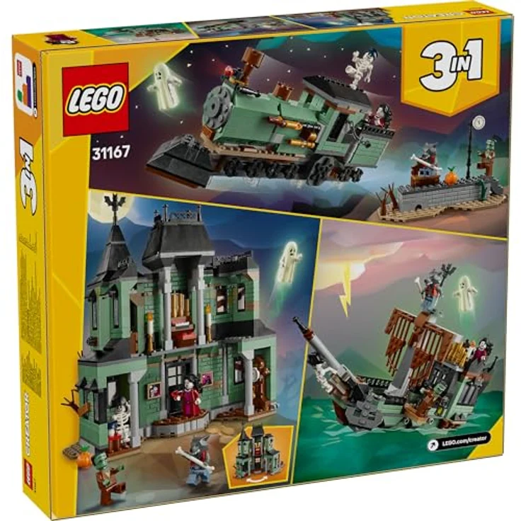 LEGO Creator 31167 Geisterhaus Bausatz, 3-in-1 Set mit 736 Teilen, 5 Minifiguren, Mehrfarbig – Bild 4