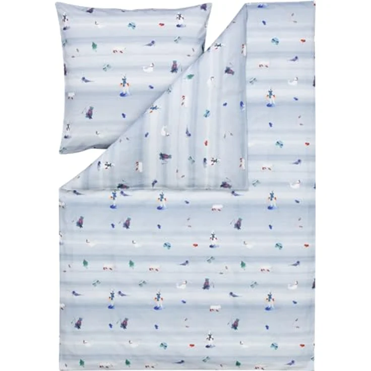 ESTELLA Bettwäsche Arktis Kuschelflanell 155x220 + 80x80 Taube warme Winterbettwäsche trocknerfest pflegeleicht 100% Baumwolle – Bild 4