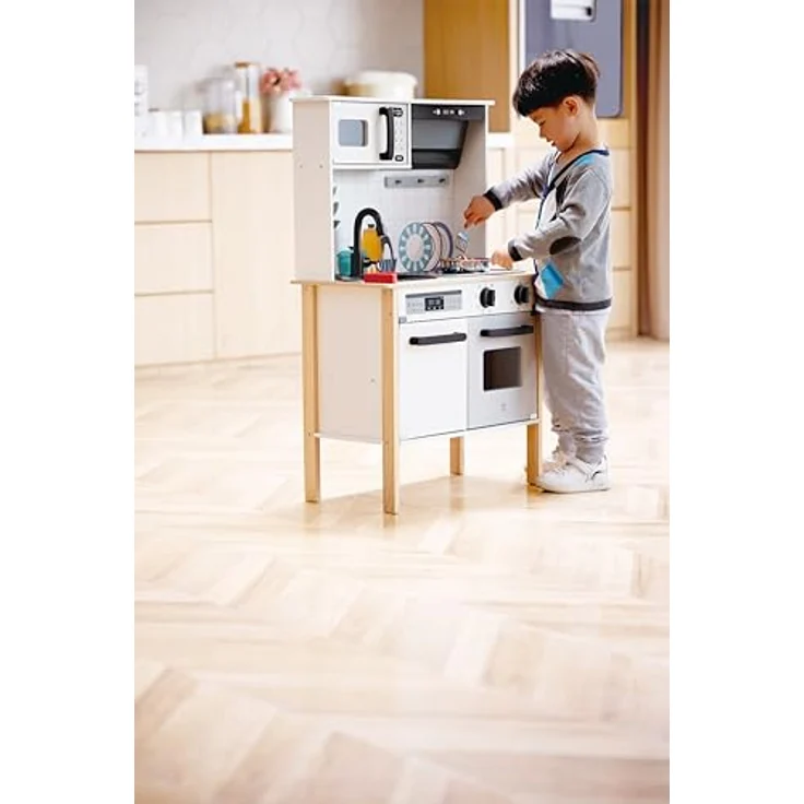 Hape Moderne Smart-Home-Küche, intelligente Spielküche mit interaktiven Elementen und umfangreichem Zubehör – Bild 3