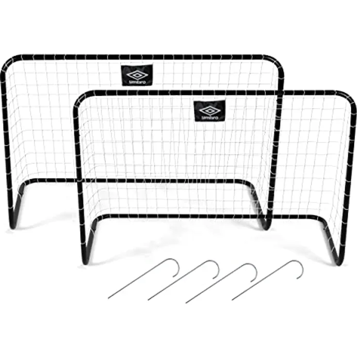 Umbro Fußballtore 2er-Set - Inkl. 4 Bodenhaken - 78 x 56 x 45 cm - Metall - Schwarz