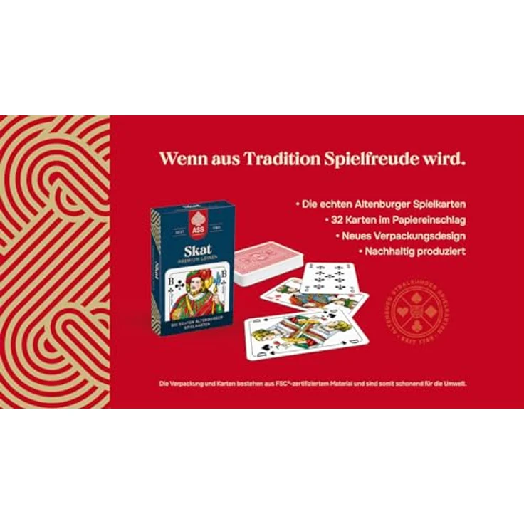 ASS Altenburger FSC Skat Leinen, französisches Bild in Faltschachtel, White, umweltfreundliche Karten aus Leinenkarton – Bild 5
