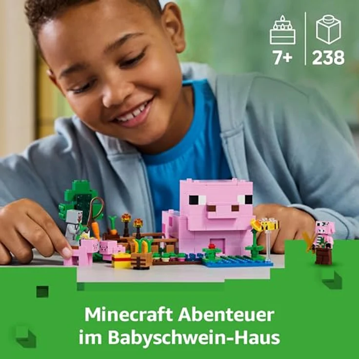 LEGO Minecraft Das Babyschwein-Haus, Bauspielzeug mit Zombie-Piglin im Wald-Biom, Geschenk für Mädchen und Jungen ab 7 Jahren 21268 – Bild 2