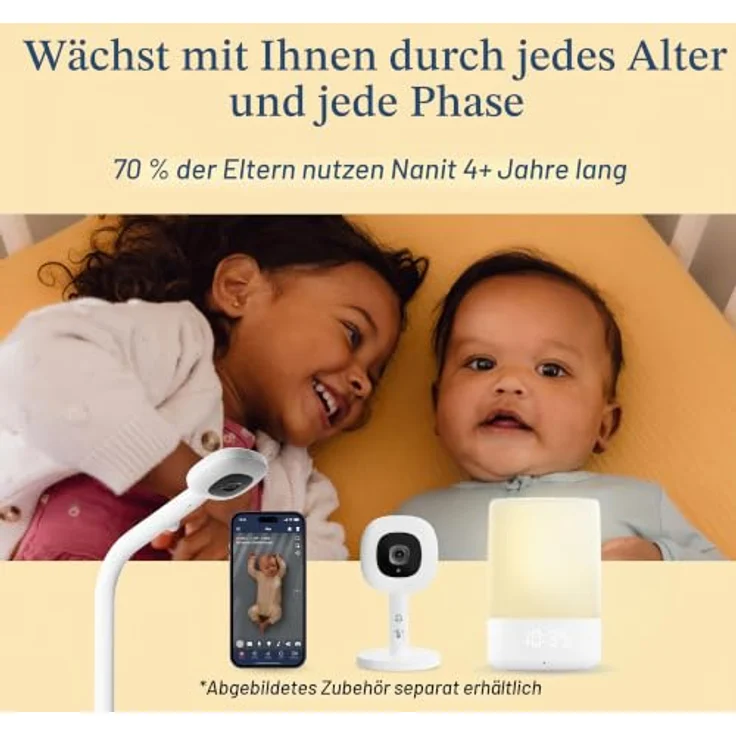 Nanit Pro Kamera Babyphone Komplettset, Bodenständer, Atemüberwachungsband, 130° HD-Kamera, Zwei-Wege-Audio, 12 Monate Insights – Bild 11