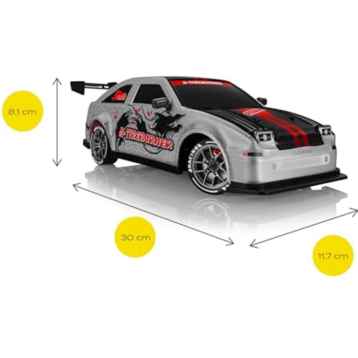 Overmax X-TIREBURNER RC-Auto, Drift-/Rennwagen mit 20 km/h, 2 Akkus, 2 Karosserien, LED-Beleuchtung, Plug’n’Play, Hindernisparcours-Set – Bild 7
