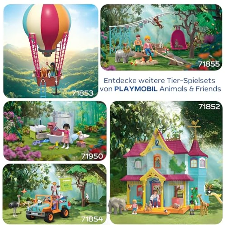 Playmobil Tiere & Freunde - Geburtstagsparty-Spaß, Spielset mit im Dunkeln leuchtender Girlande, Lagerfeuer-Szene und drehbarem Hängesessel – Bild 5